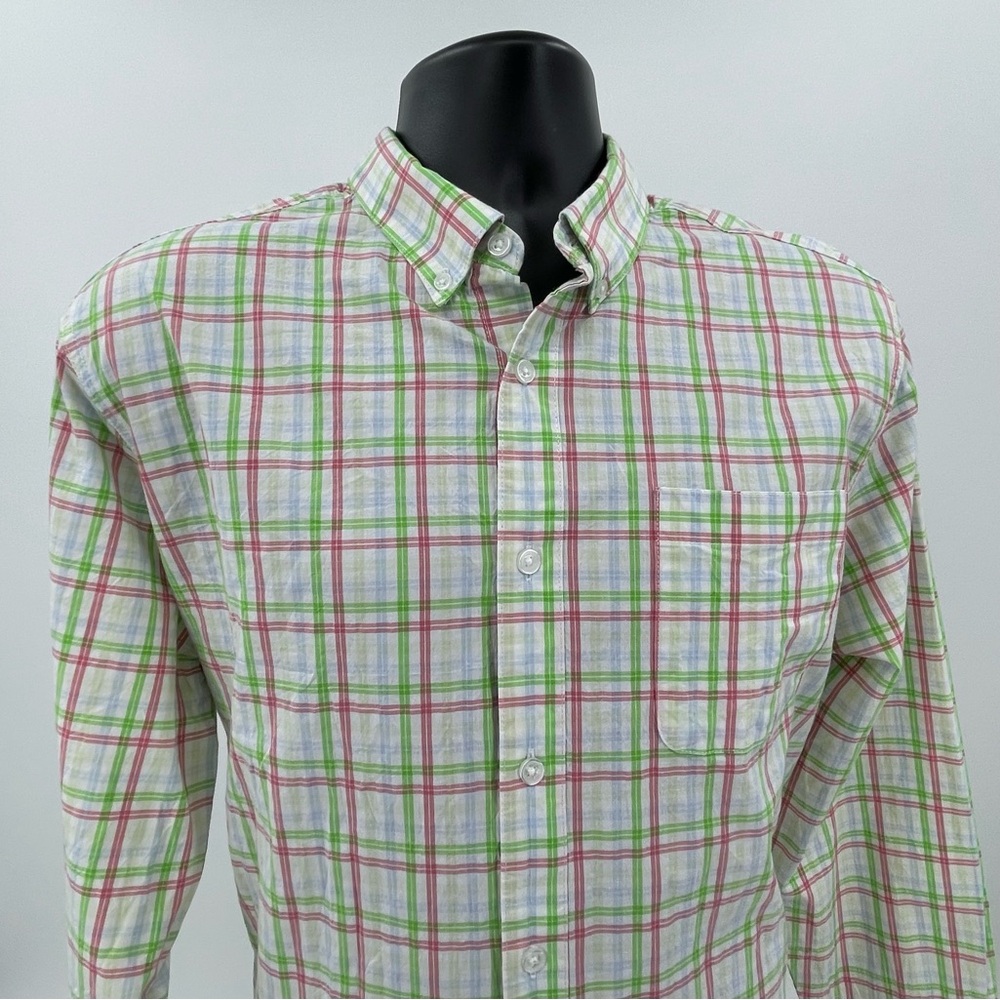 Southern Proper Henning Shirt‎ White Salmon Green Plaid Button Down L/S Mens  L - Picture 4 of 10